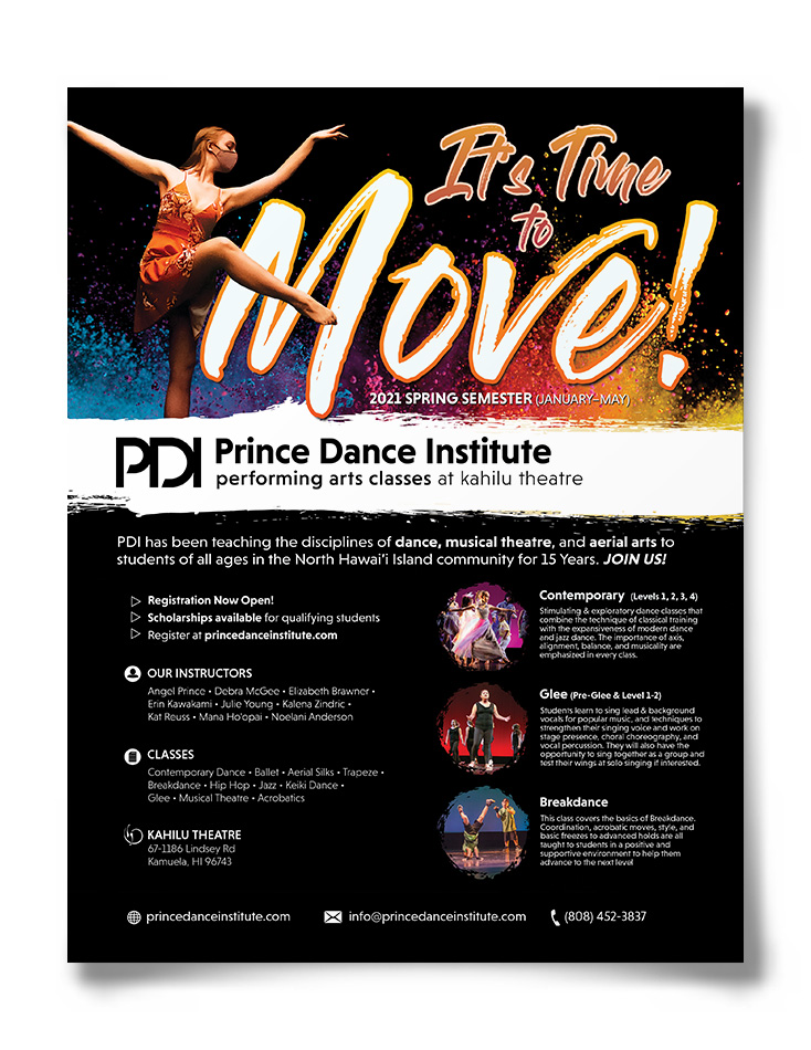 Prince Dance Institute Poster for Spring 2021